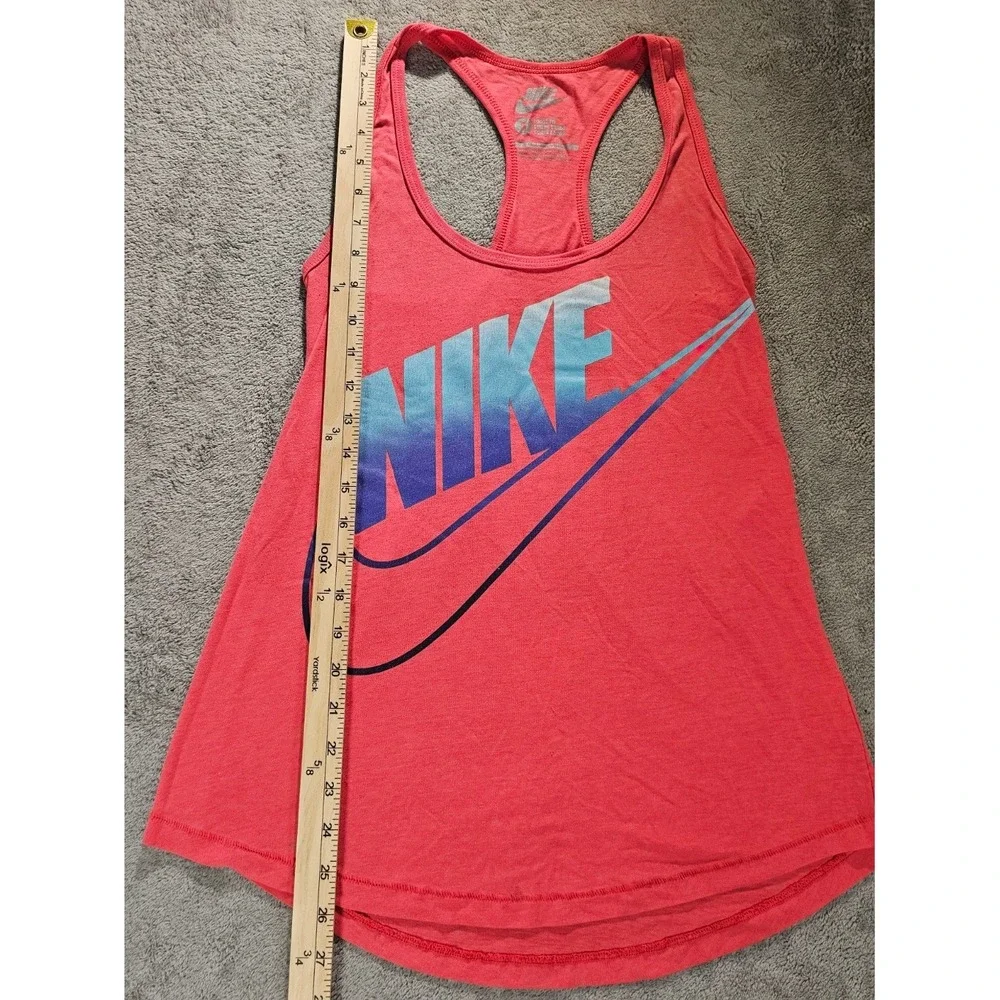 Nike Womens Loose Fit Racerback Tank Top Coral Pink Ombre Swoosh Logo Size S